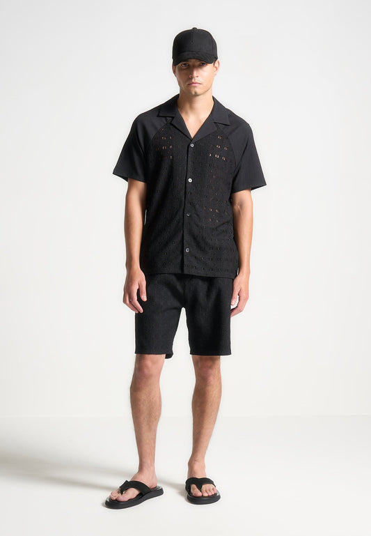 Strukturierte Shorts - Schwarz