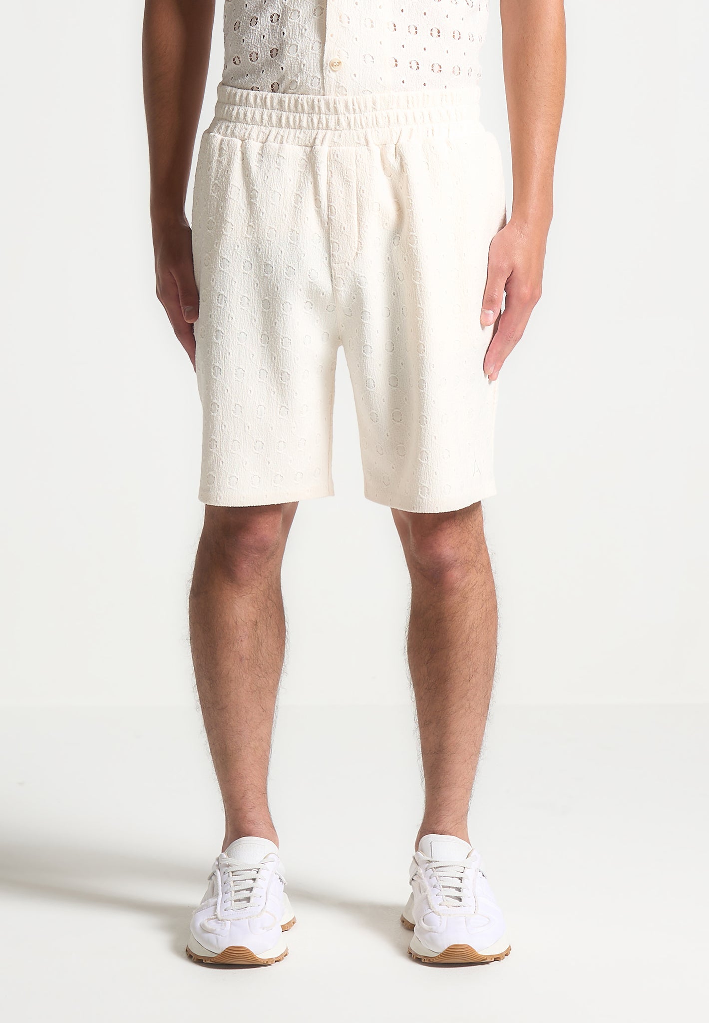 Strukturierte Shorts - Creme