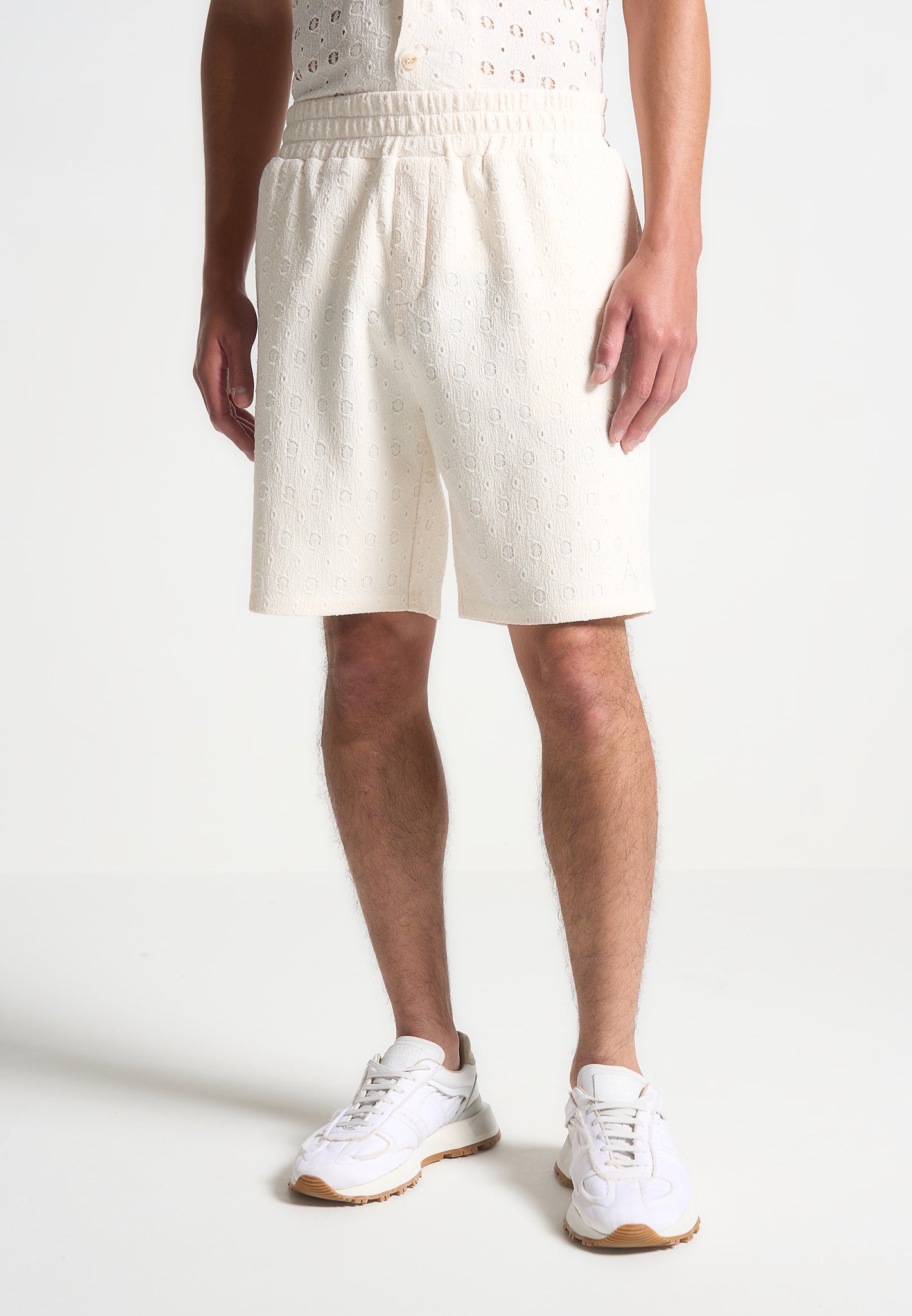 Strukturierte Shorts - Creme