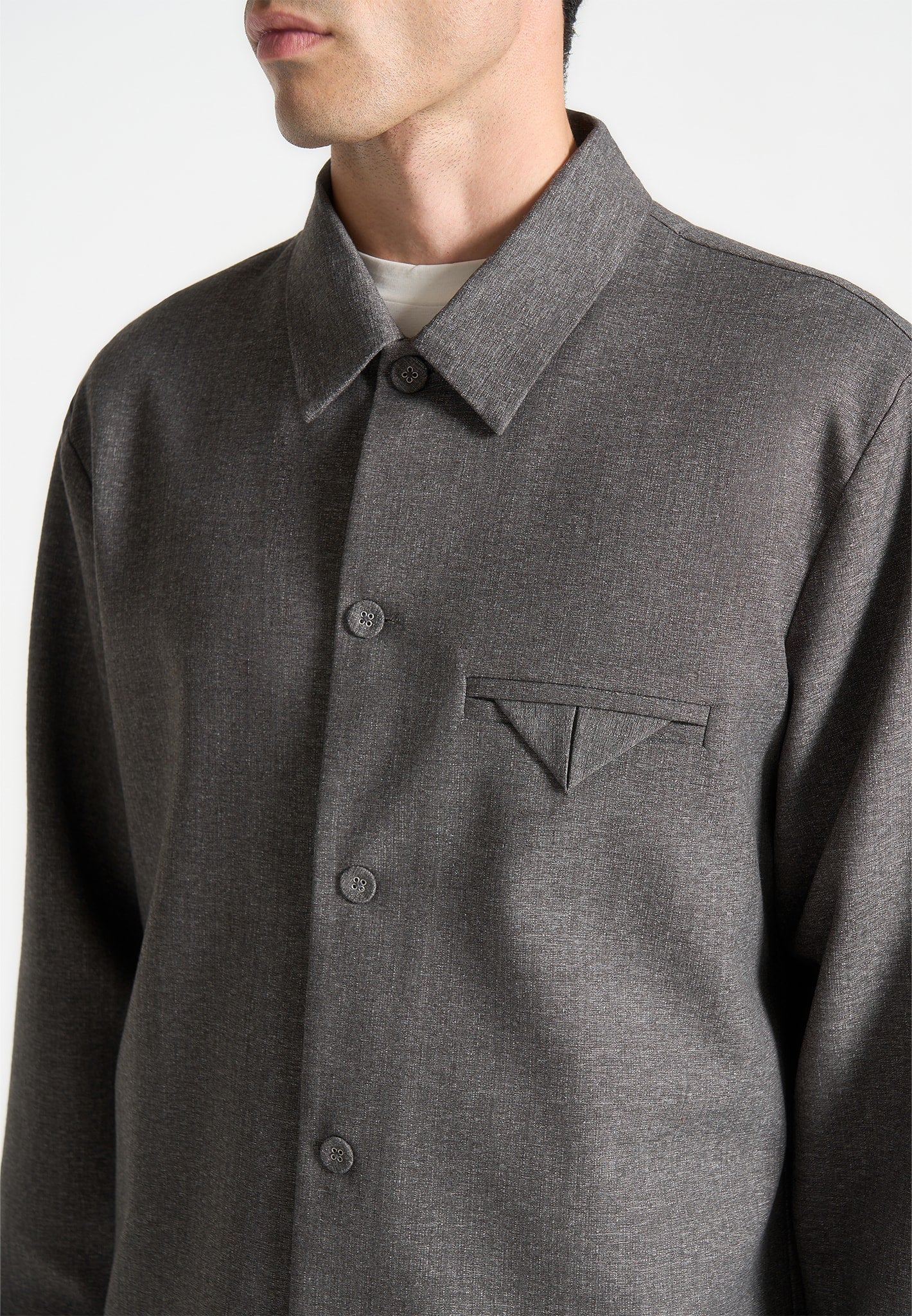 Strukturiertes, maßgeschneidertes Overshirt - Grau 