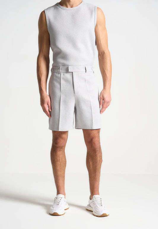 Strukturierte, maßgeschneiderte Shorts - Grau