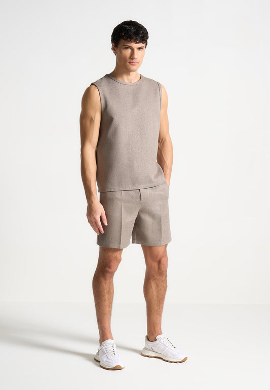 Strukturierte, maßgeschneiderte Shorts - Taupe