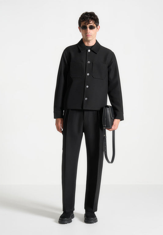 Kurzes Twill-Hemd mit Tasche - Schwarz 