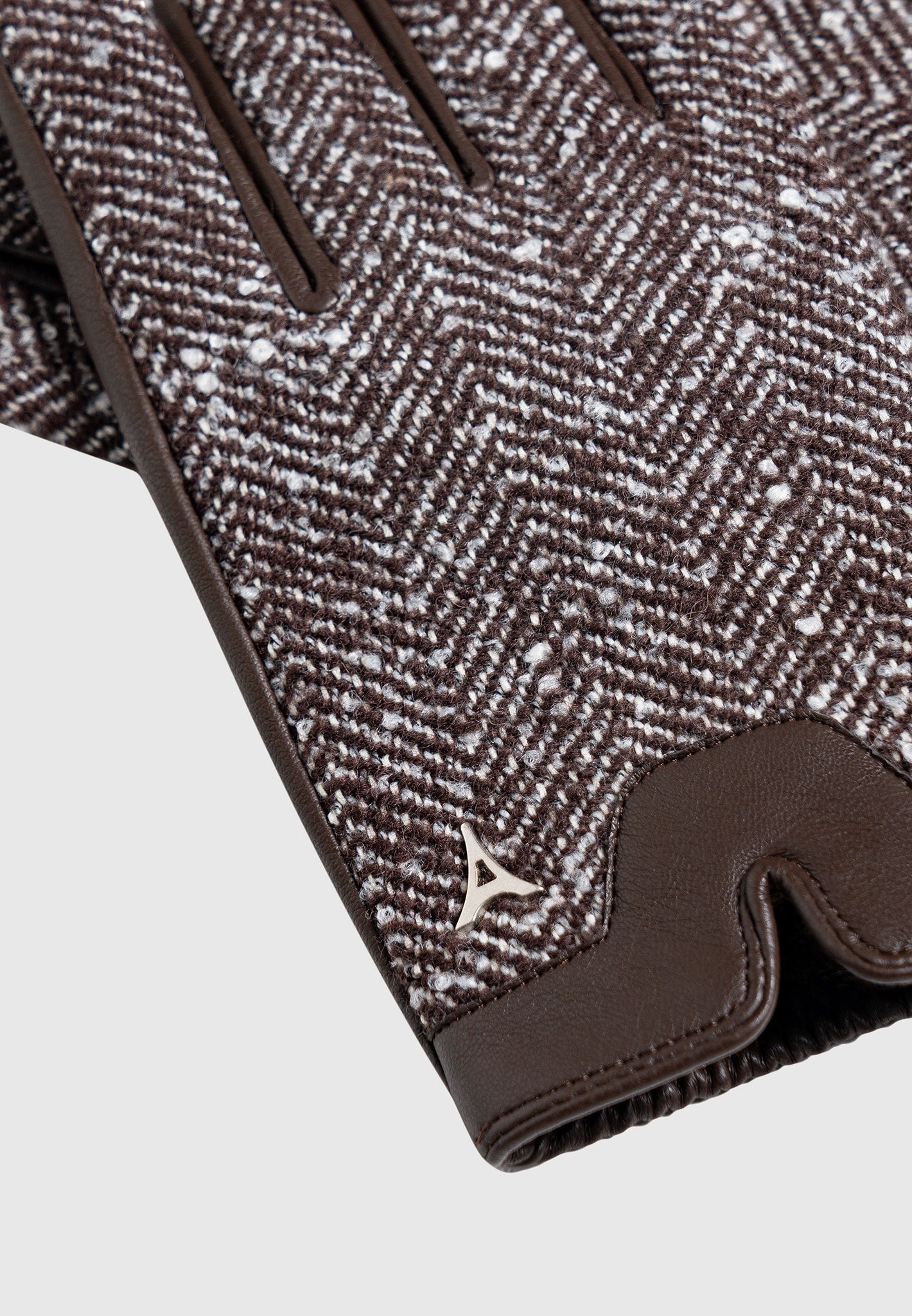 Handschuhe aus Leder und Fischgrätenmuster - Braun 