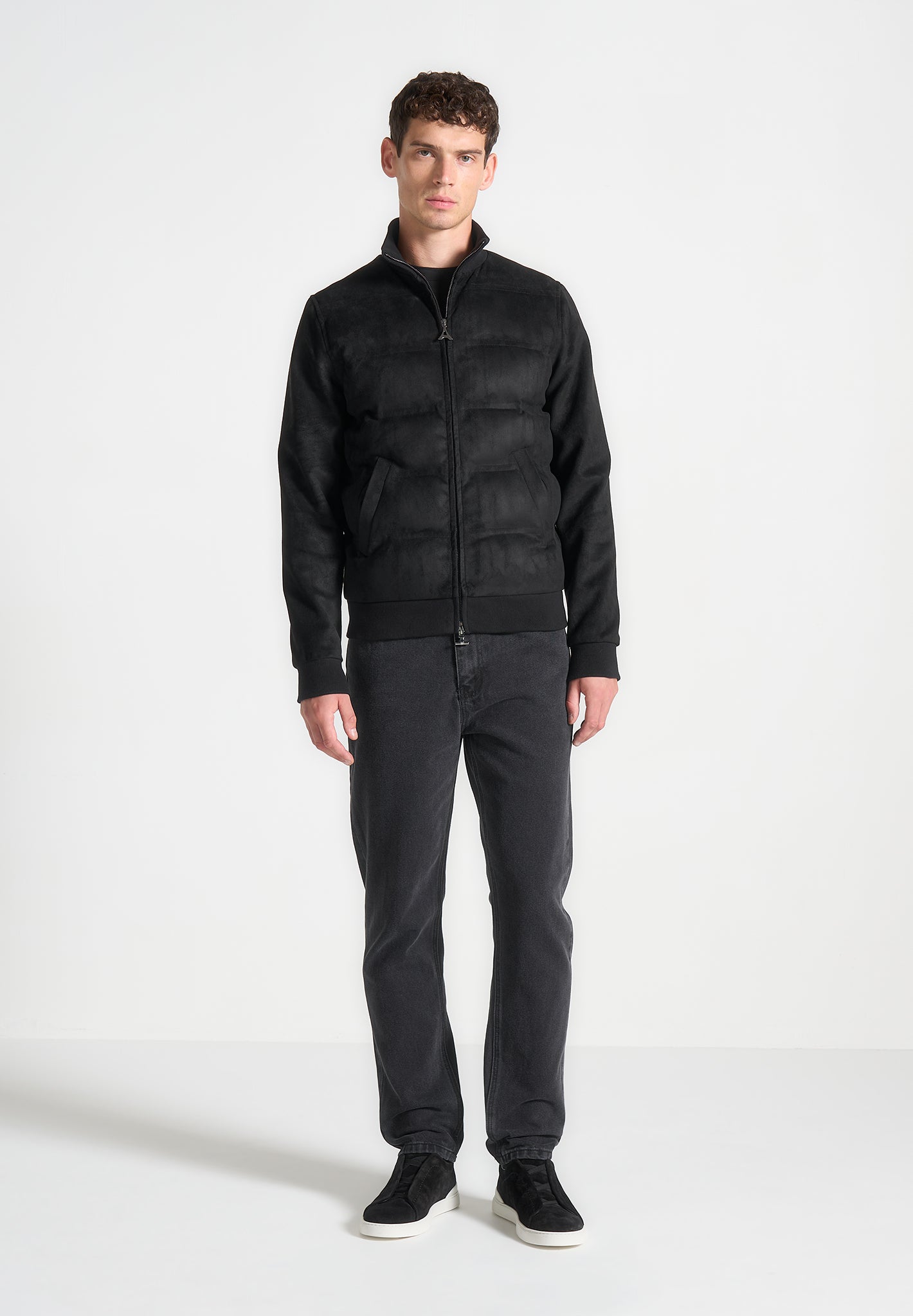 Steppjacke aus Wildleder - Schwarz 