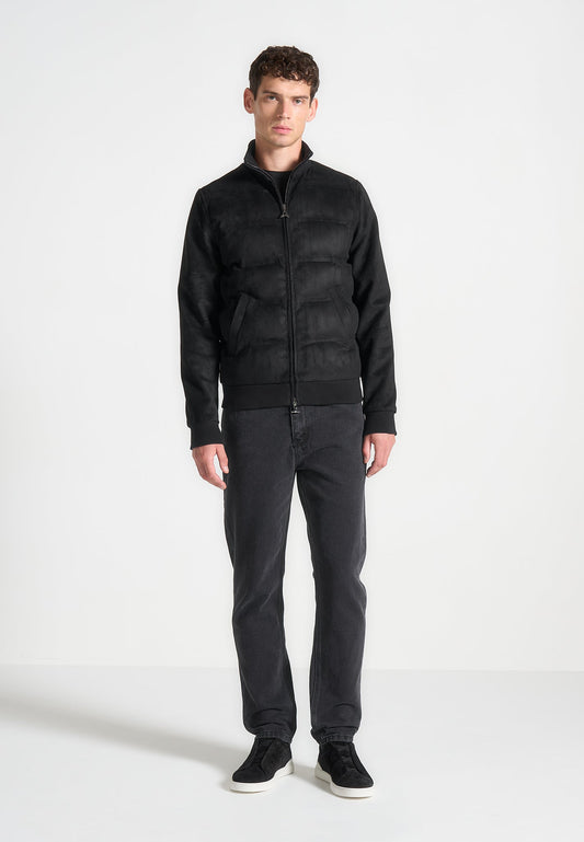 Steppjacke aus Wildleder - Schwarz 