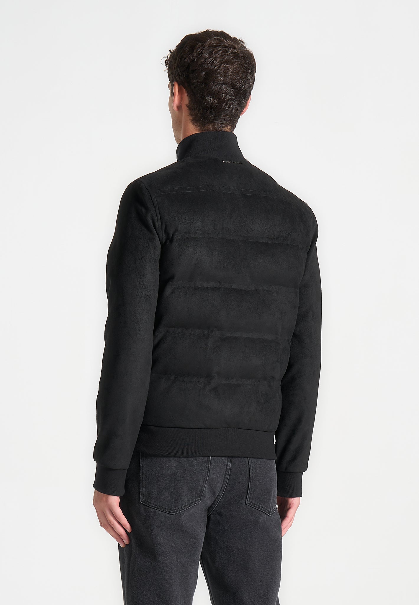 Steppjacke aus Wildleder - Schwarz 