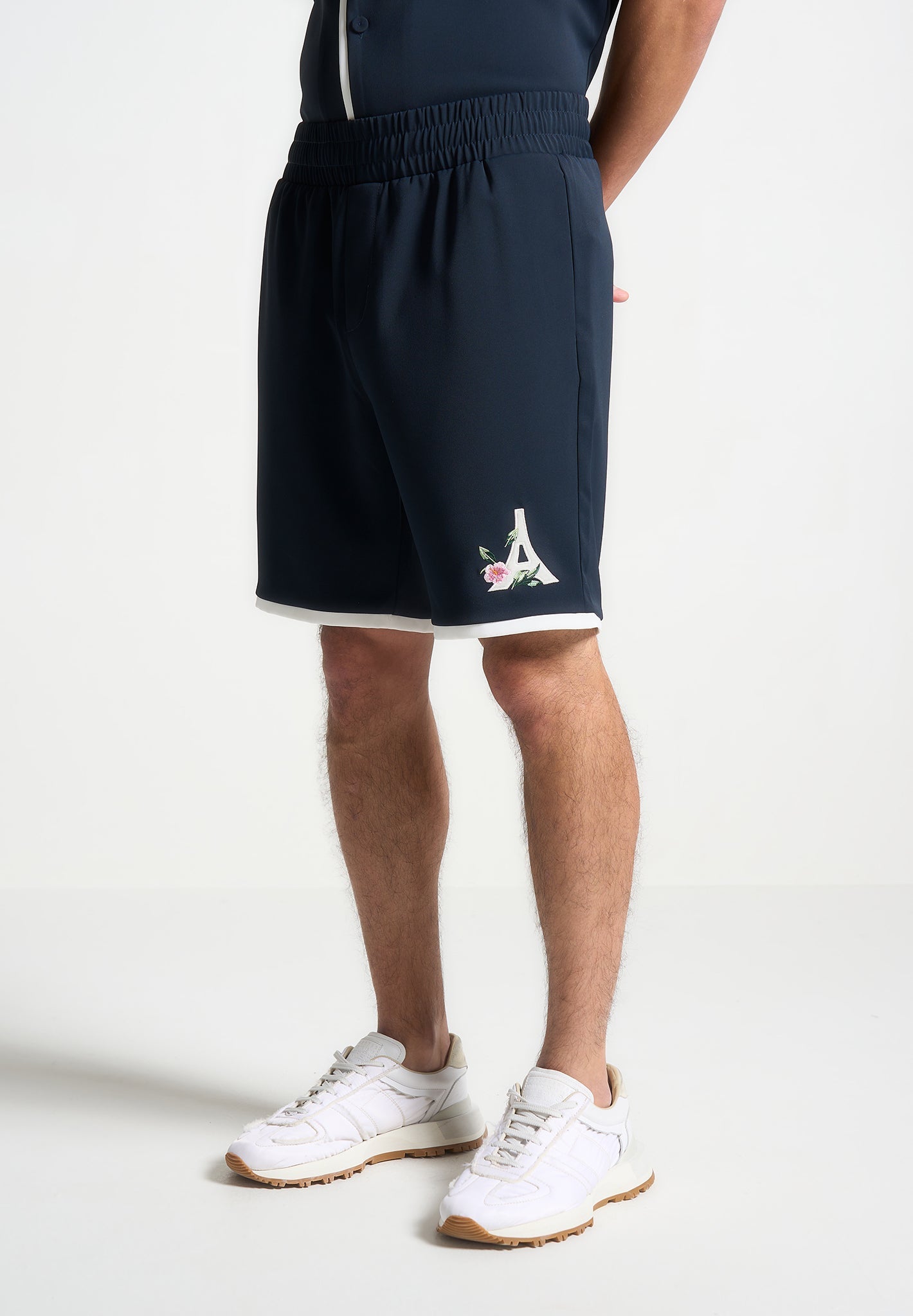 Eiffel-Shorts aus Samt – Marineblau/Weiß 