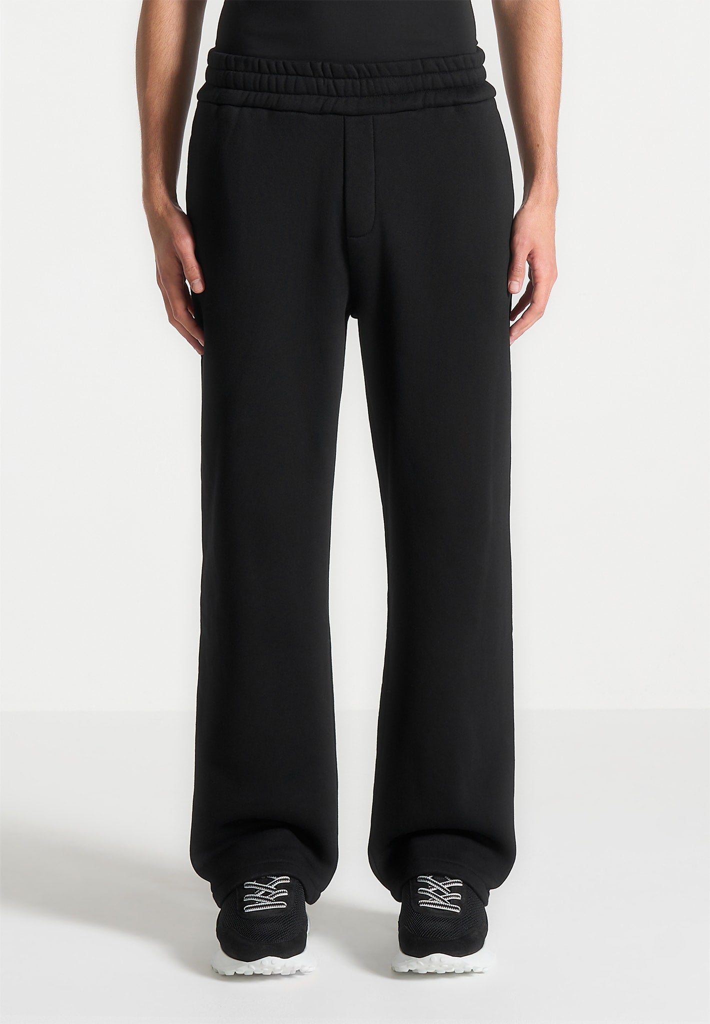 Relaxed-Jogginghose mit Whipstitch-Muster - Schwarz 